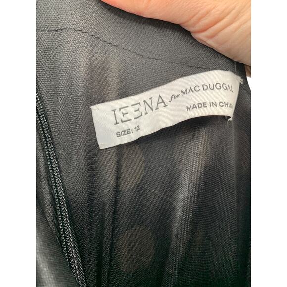 MAC DUGGAL Dress Size 12 Evening Gown NEW Black Cream One Sleeve Polka Dot - Picture 4 of 9